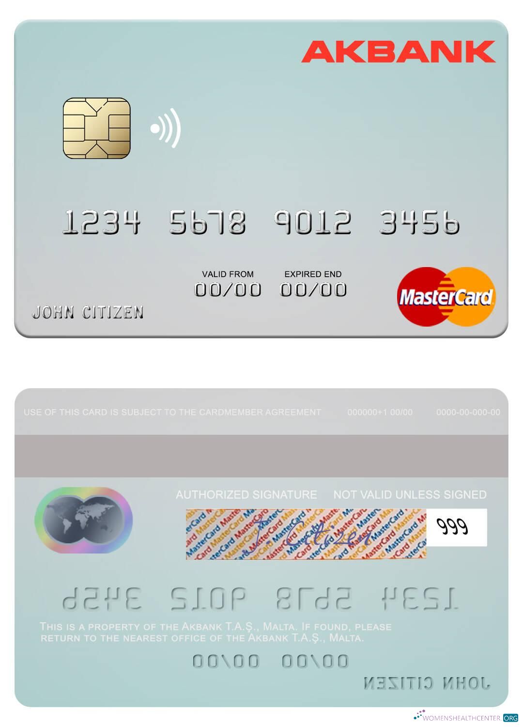 Download Malta Akbank T.A.Ş. mastercard Photoshop template